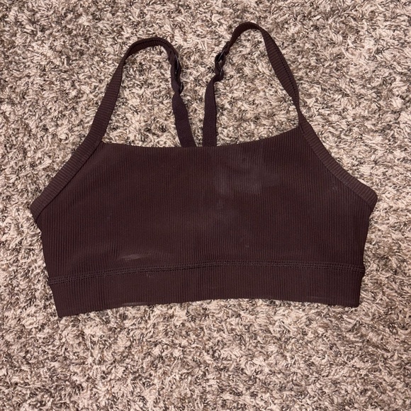 LSKD Brown Ribbed Momentum Sports Bra medium - Picture 1 of 2